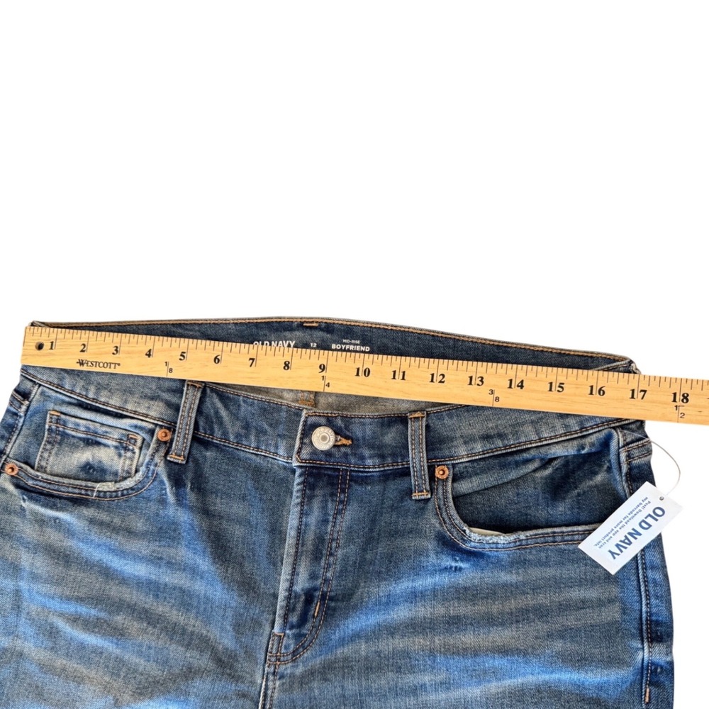 Old Navy Mid-Rise Boyfriend Built-In Warm Jeans Medium Wash 758164-00-1 12 - Picture 6 of 6